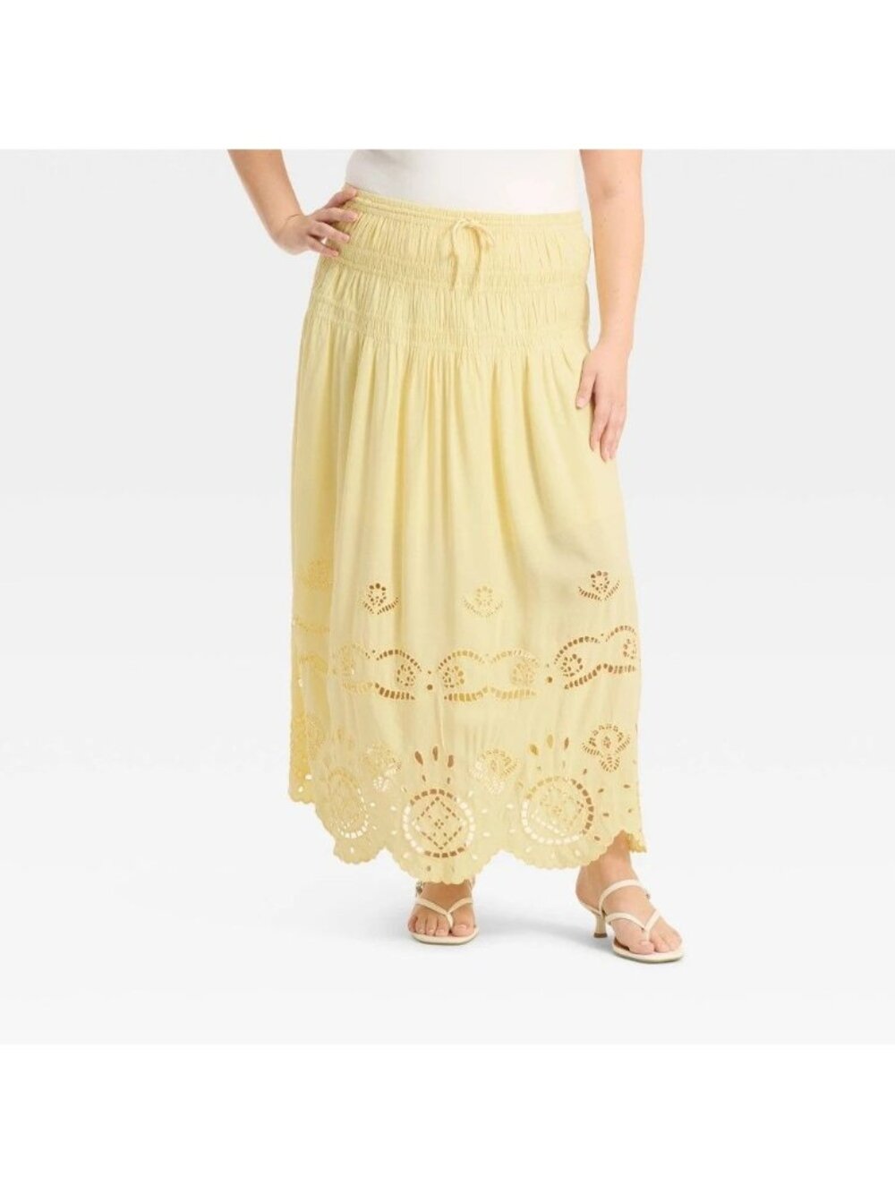 NWT Women's 1X 100% Viscose Embroidered Eyelet High Waist a-Line Skirt MSRP $45
